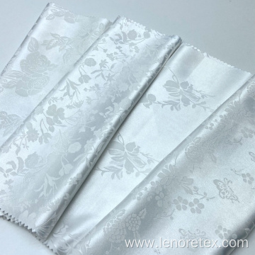 Polyester Spandex Woven White Floral Jacquard Satin Fabric